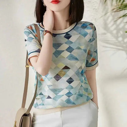 Women's Casual T-Shirt with Geometric Design | Ideal for Everyday Wear